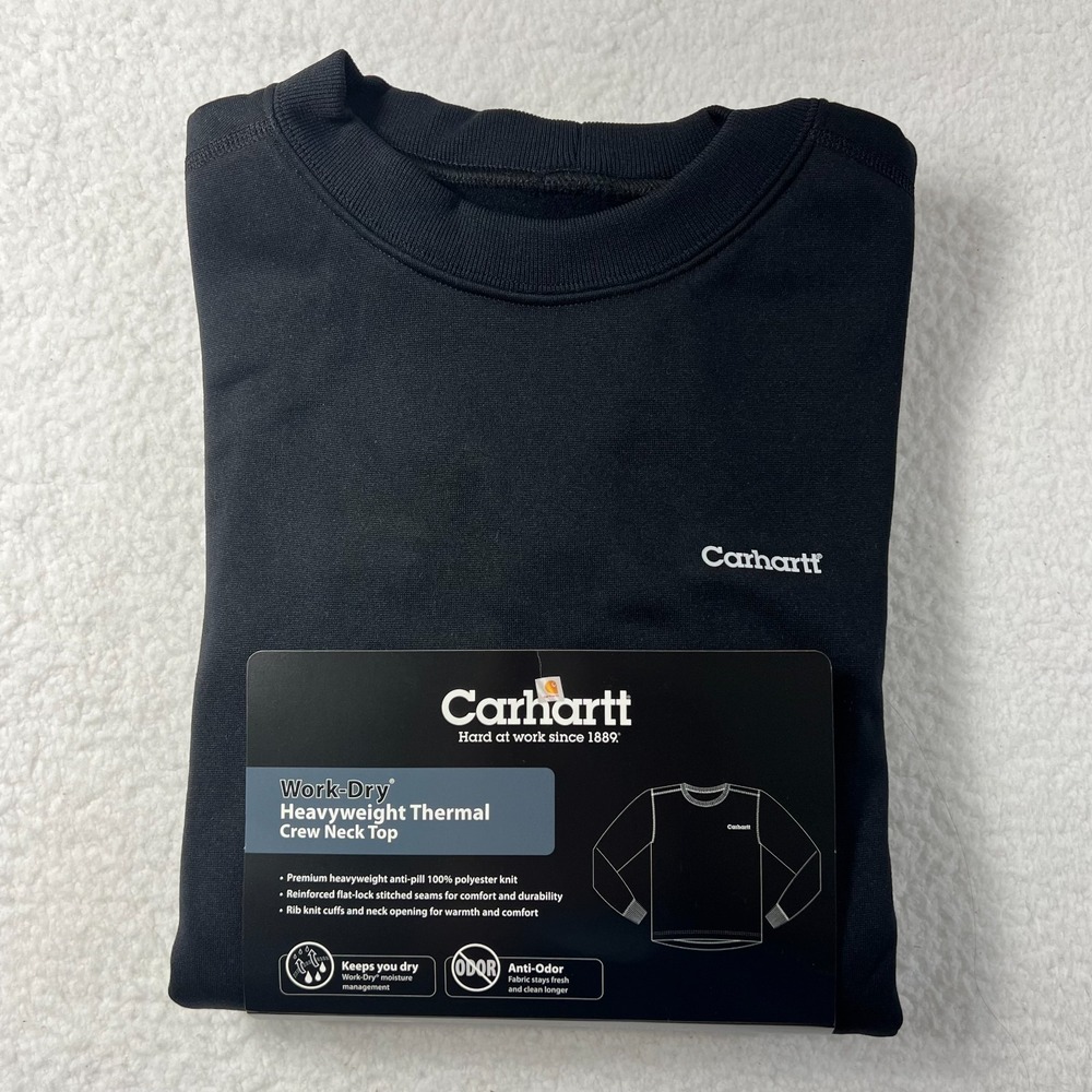 Carhartt Heavyweight Thermal Polyester Crewneck Top Black Men's Size S VTG NWT - Picture 11 of 15
